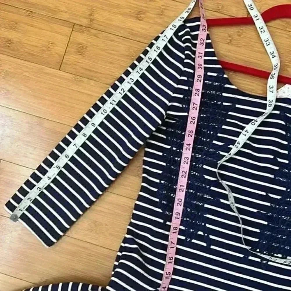 NWT Free People Nautical and Knotty Striped Skater Dress in Navy Combo medium - Picture 6 of 8